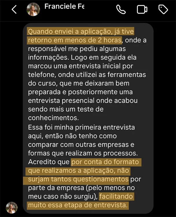 Depoimento da Franciele