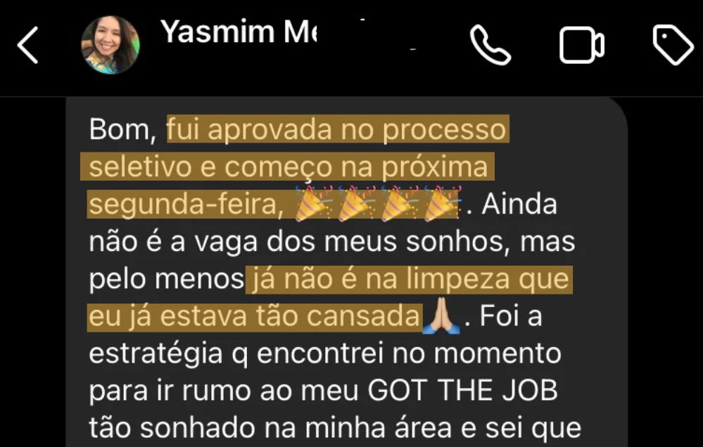 Depoimento da Yasmin