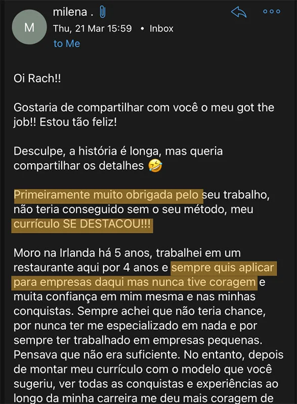 Depoimento da Milena