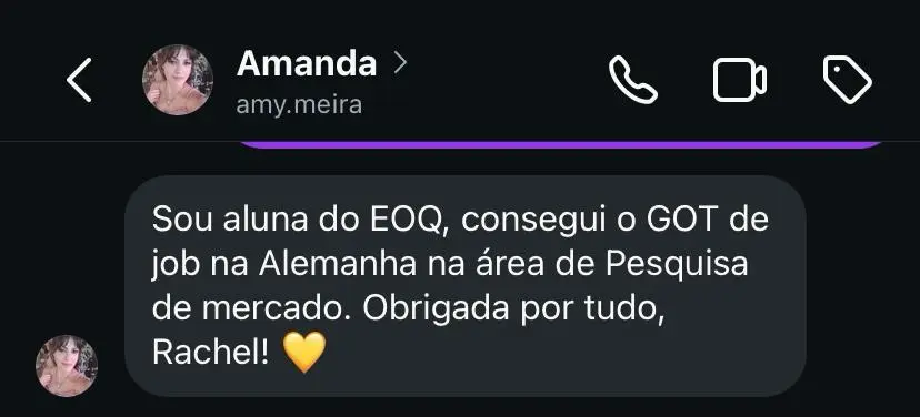 Print de depoimento no WhatsApp