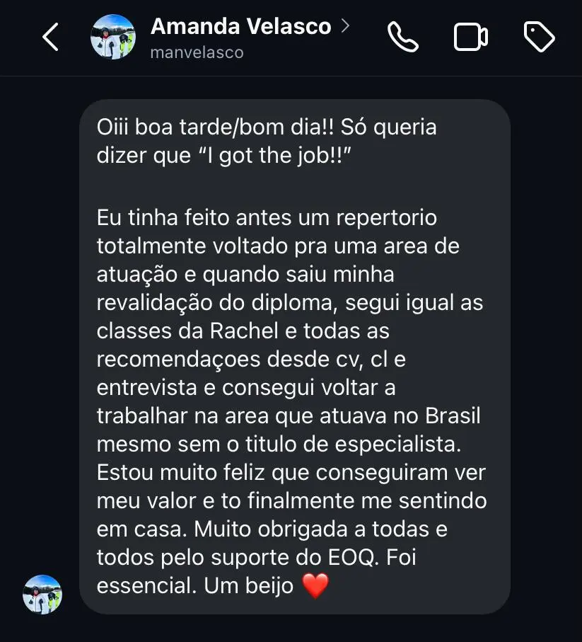 Print de depoimento no WhatsApp