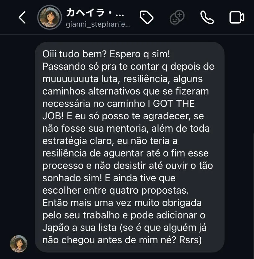 Print de depoimento no WhatsApp